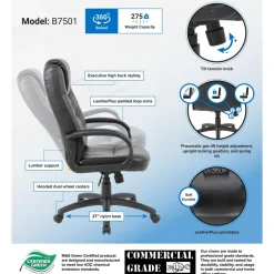 Executive High Back Chair Task Chair: PU Leather, 23-1/2