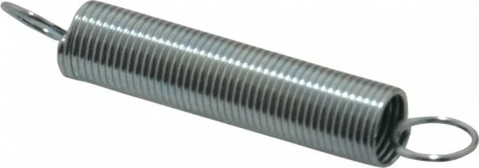 Extension Spring: 0.312" OD, 2.61 lb Max Load, 4.49" Extended Length, 0.0286" Wire Dia, Cross-Over