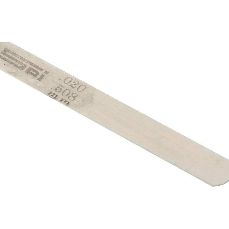 Feeler Gage: 0.02" Thick, 0.5" Wide, 12" Long