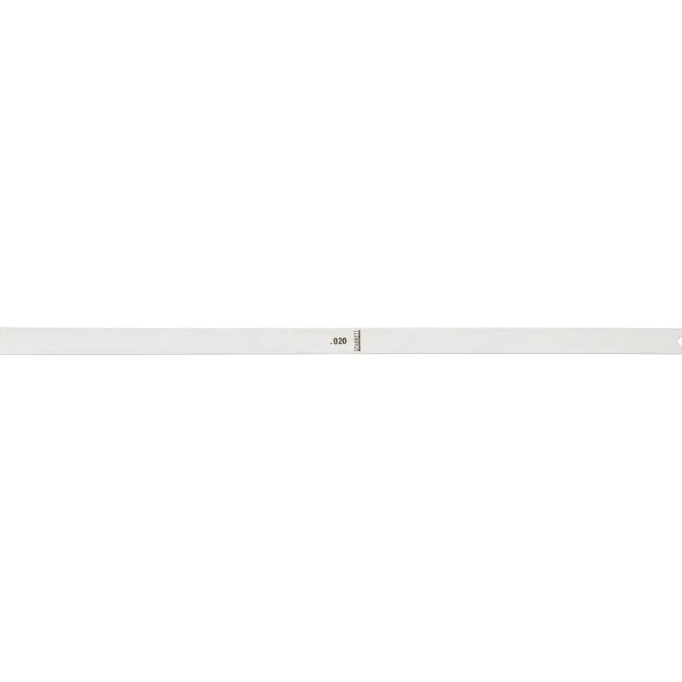 Feeler Gage: 0.02" Thick, 0.5" Wide, 12" Long