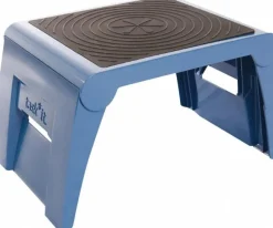 Folding Step Stool: 11" OAH, Plastic, Navy