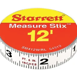 12 Ft. Long x 1/2 Inch Wide, 1/32 and 1/16 Inch Graduation, White, Steel Adhesive Tape Measure