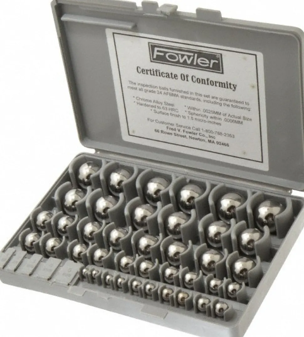 Gage Ball Sets; Minimum Dia (mm): 1 mm; Maximum Dia (mm): 25 mm; Accuracy Grade: 24; Material: Chrome Steel; Standards: AFBMA Certified; Hardness: 63 Rc; Certification Included: Yes; Number of Pieces: 50; Number of Pairs: 25; Traceability Certification Included: Yes; AFBMA Certified