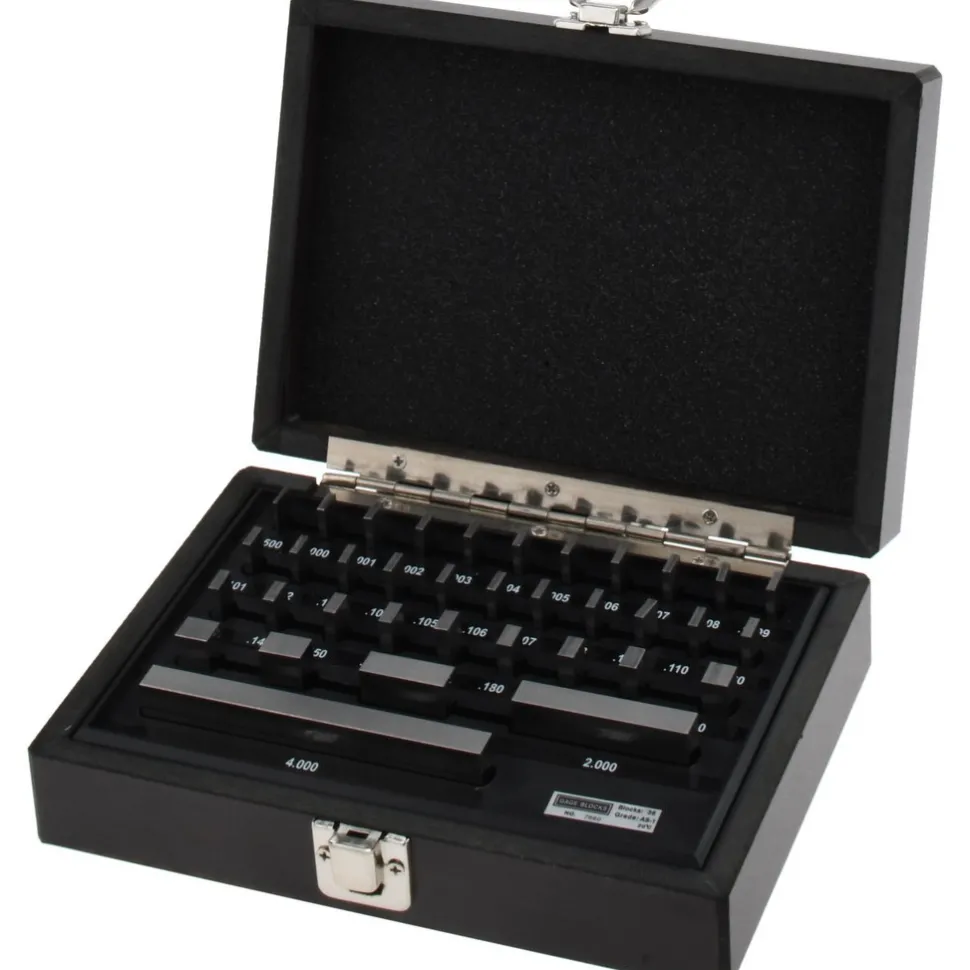 Gage Block Set: 0.05 to 4'' Range, 36 Pc, AS-1 Grade, Steel