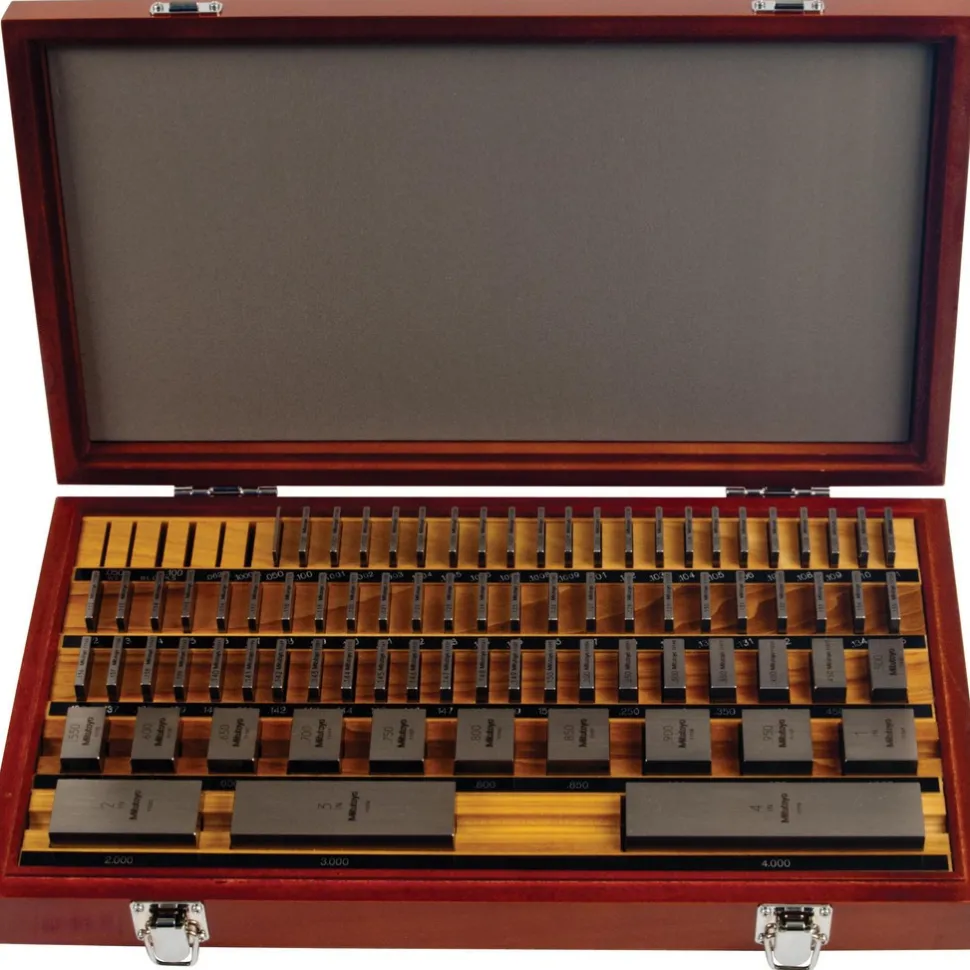 Gage Block Set: 0.05 to 4'' Range, 81 Pc, AS-2 Grade, Steel