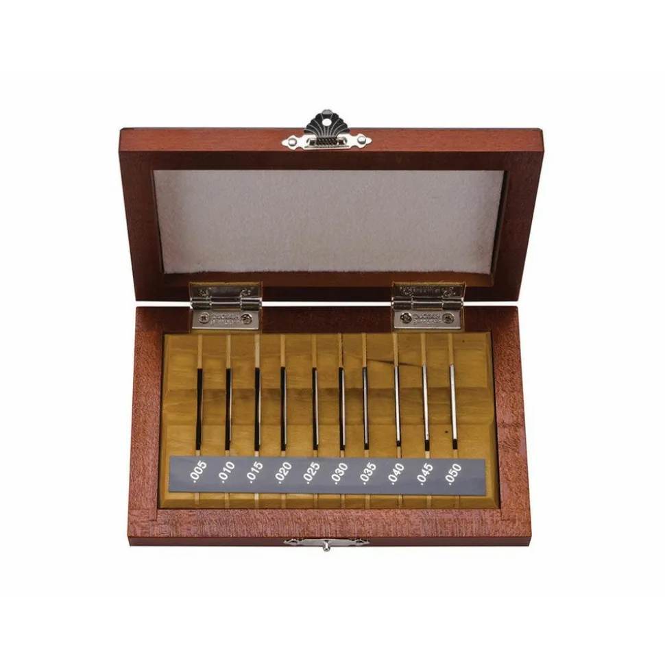 Gage Block Set: 0.005 to 0.05'' Range, 10 Pc, Steel