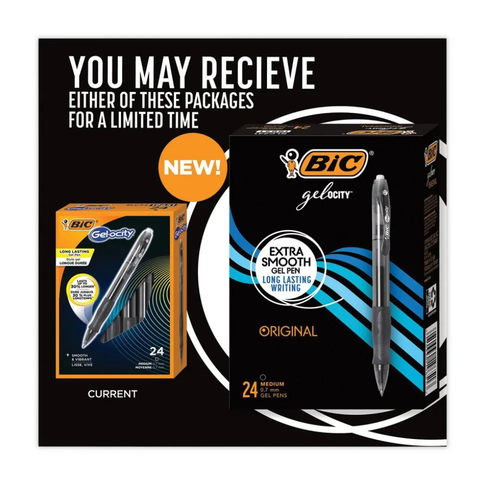 Gel Roller Ball Pen: 0.7 mm Tip, Black Ink