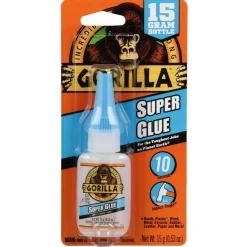 Glue: Glue Type: Super Glue; Container Size: 15 g; Container Type: Squeeze Bottle; Working Time: Instant