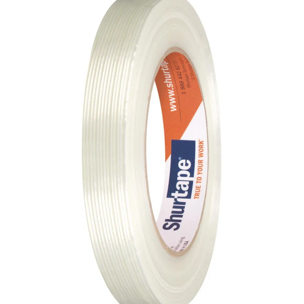 GS 501 Industrial Grade Fiberglass Reinforced Strapping Tape, Clear, 5.4 mil, 18 mm x 55 m
