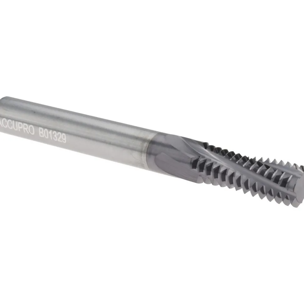 Helical Flute Thread Mill: 1/2-13, Internal, 4 Flute, 0.3750" Shank Dia, Solid Carbide