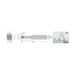 Helical Flute Thread Mill: #10#8, Internal, 3 Flute, 0.2500