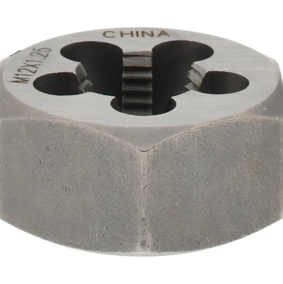 Hex Rethreading Die: M12x1.25, Right Hand, Carbon Steel