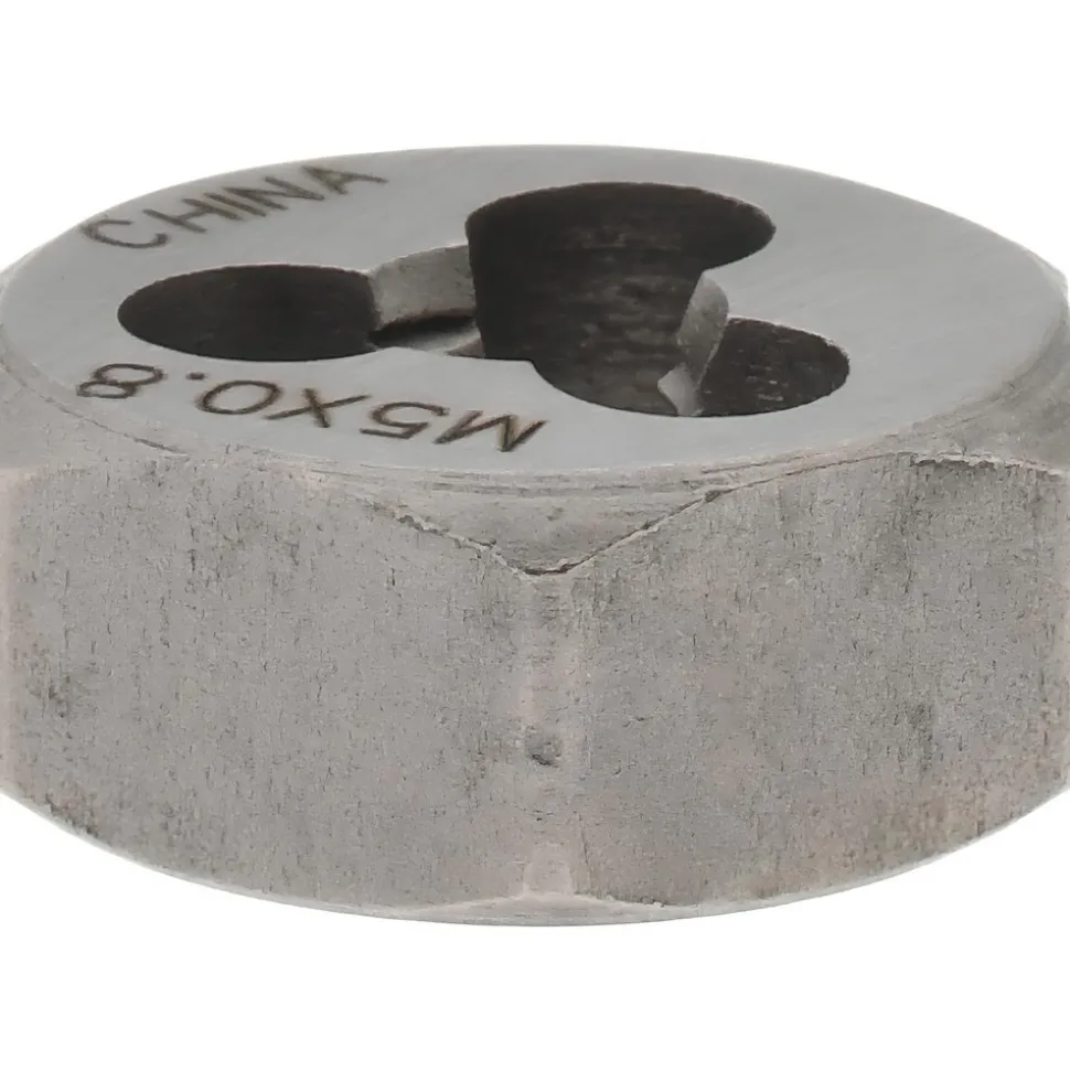 Hex Rethreading Die: M5x0.8, Right Hand, Carbon Steel