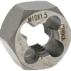 Hex Rethreading Die: M10x1.5, Right Hand, Carbon Steel