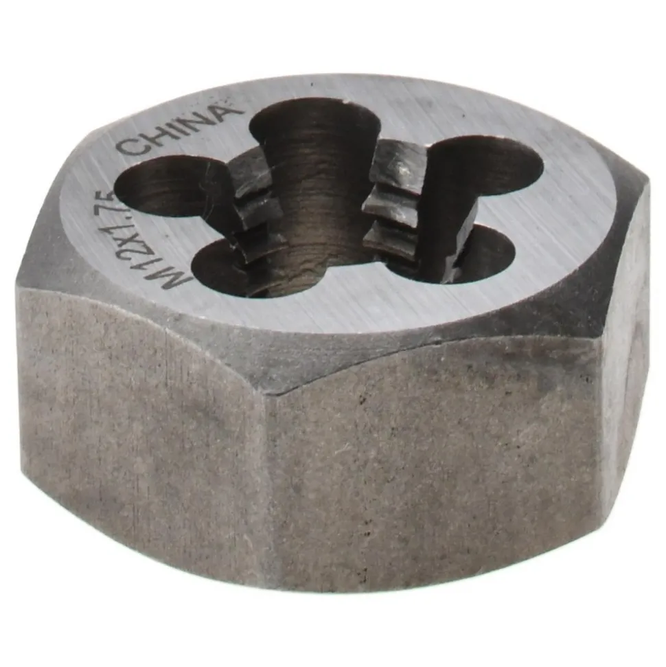Hex Rethreading Die: M12x1.75, Right Hand, Carbon Steel