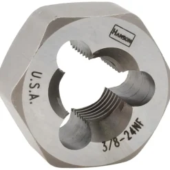 Hex Rethreading Die: 3/8-24, Right Hand, Carbon Steel