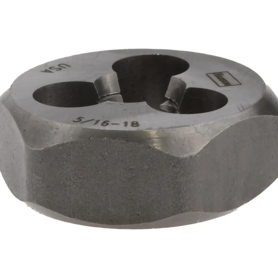 Hex Rethreading Die: 5/16-18, Right Hand, 1" Hex, Carbon Steel