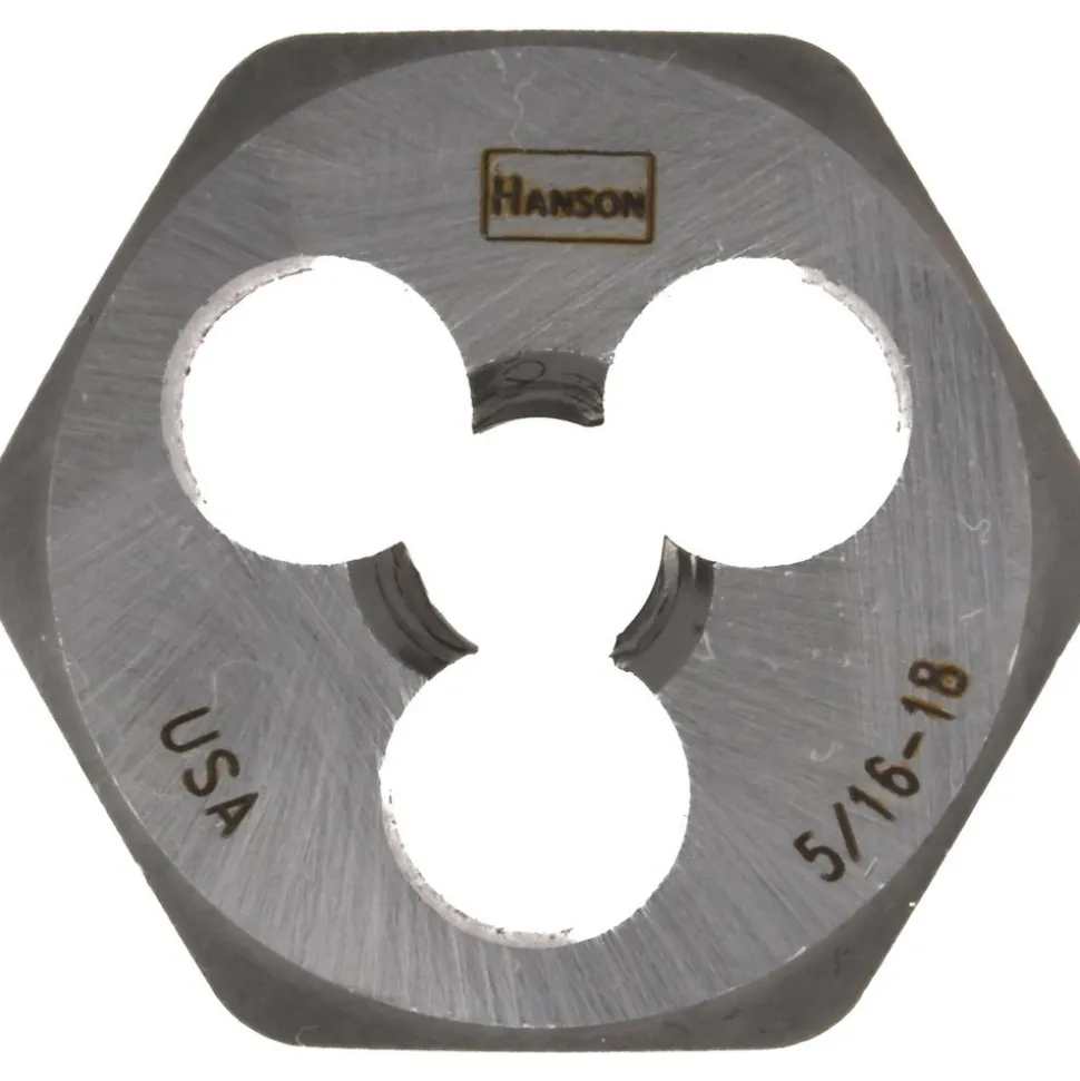 Hex Rethreading Die: 5/16-18, Right Hand, 1" Hex, Carbon Steel