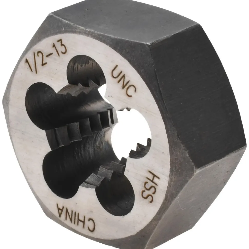 Hex Rethreading Die: 1/2-13, Right Hand, High-Speed Steel