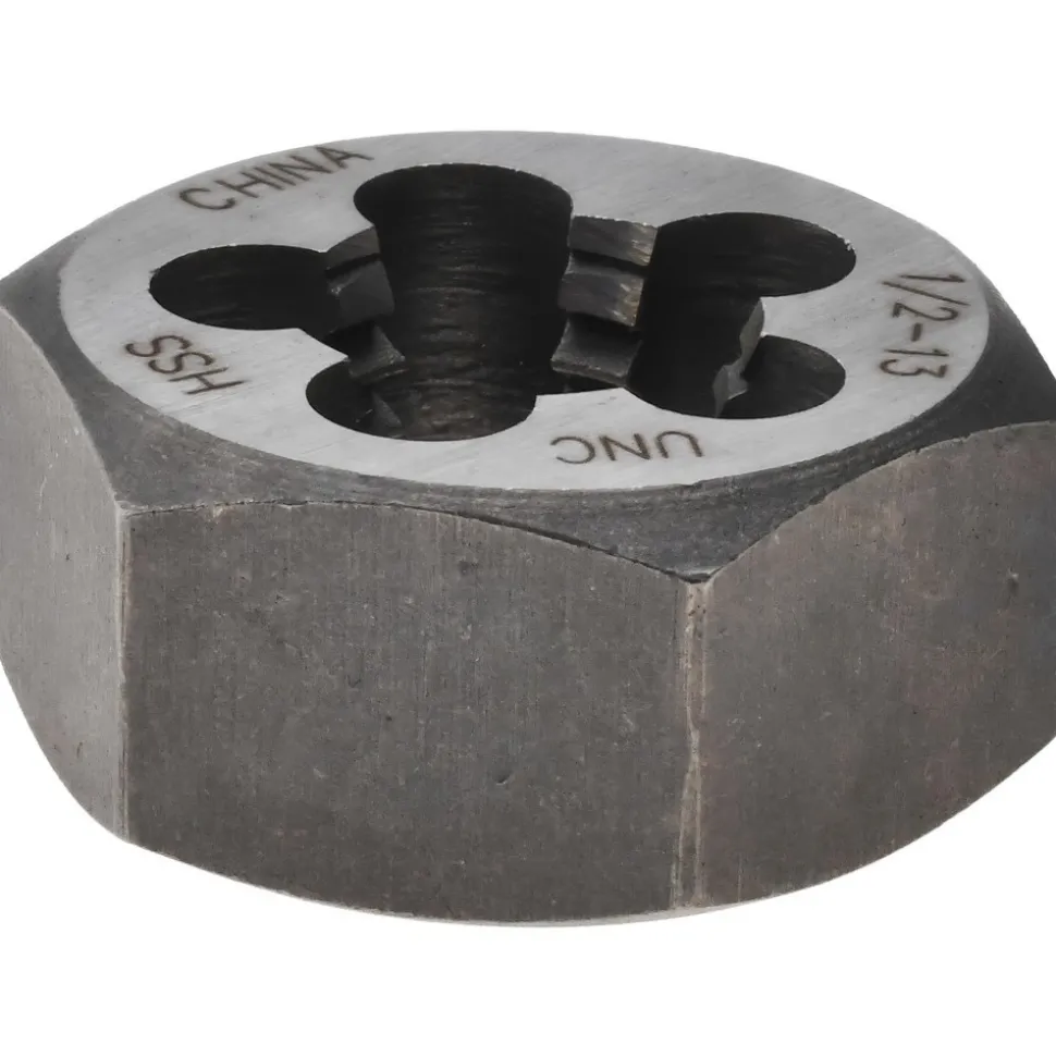 Hex Rethreading Die: 1/2-13, Right Hand, High-Speed Steel