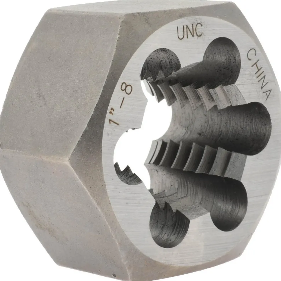Hex Rethreading Die: 1-8, 1" Thick, Right Hand, Carbon Steel