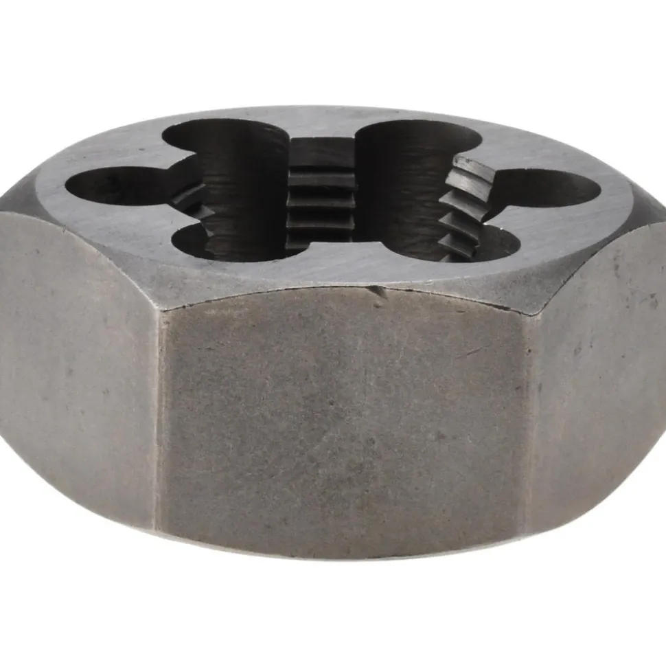 Hex Rethreading Die: 1-1/4 - 12, 1" Thick, Right Hand, Carbon Steel