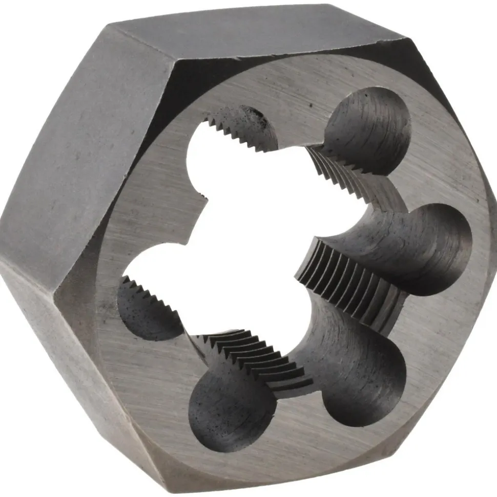 Hex Rethreading Die: 1-1/4 - 12, 1" Thick, Right Hand, Carbon Steel