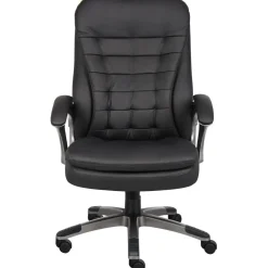 High Back Executive Chair Task Chair: Vinyl, 22-1/2" Seat Height, Black, Adjustable Height