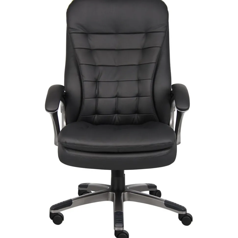 High Back Executive Chair Task Chair: Vinyl, 22-1/2" Seat Height, Black, Adjustable Height