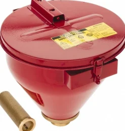 10" High x 10-3/4" Dia, Galvanized Steel, Self Closing Drum Funnel with Flame Arrester