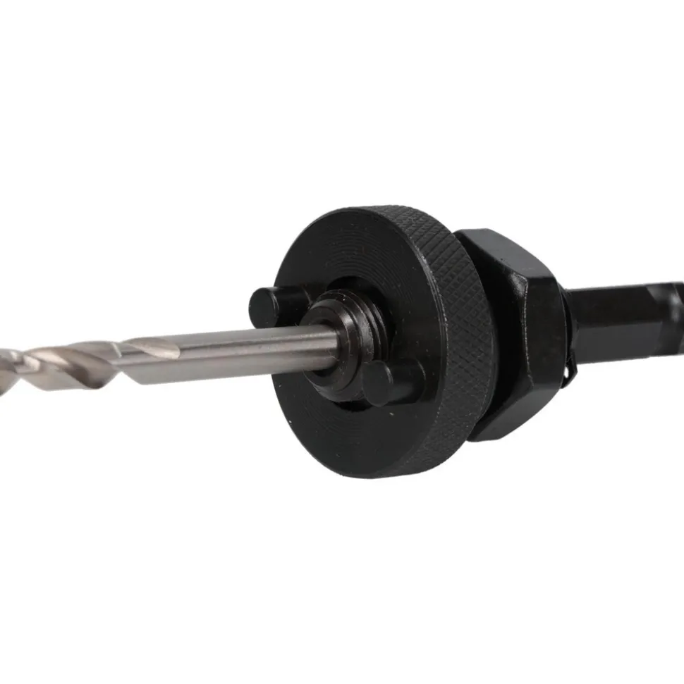 Hole Saw Arbor: 6" Saw Dia, Straight Shank, Drill Pilot