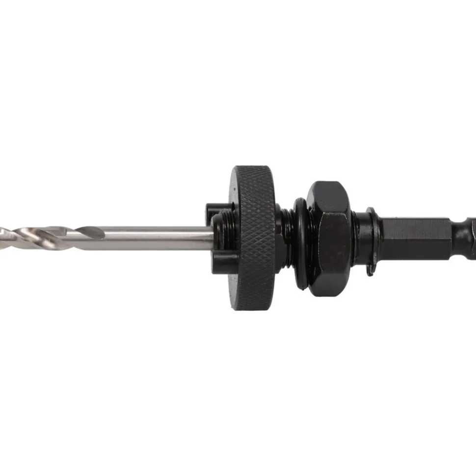 Hole Saw Arbor: 6" Saw Dia, Straight Shank, Drill Pilot