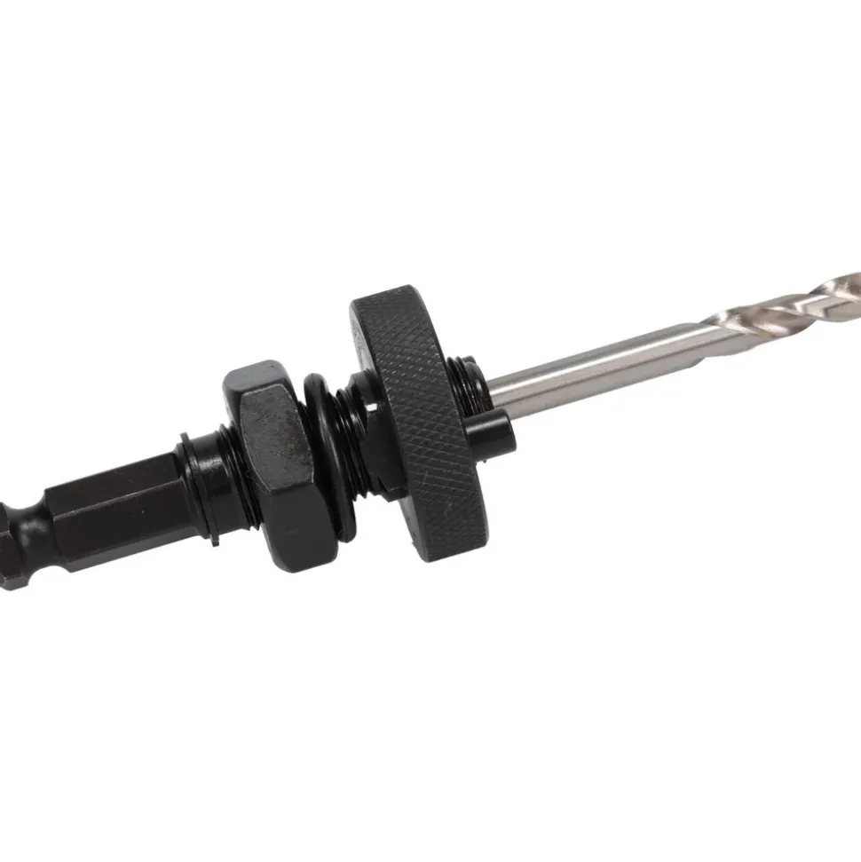 Hole Saw Arbor: 6" Saw Dia, Straight Shank, Drill Pilot