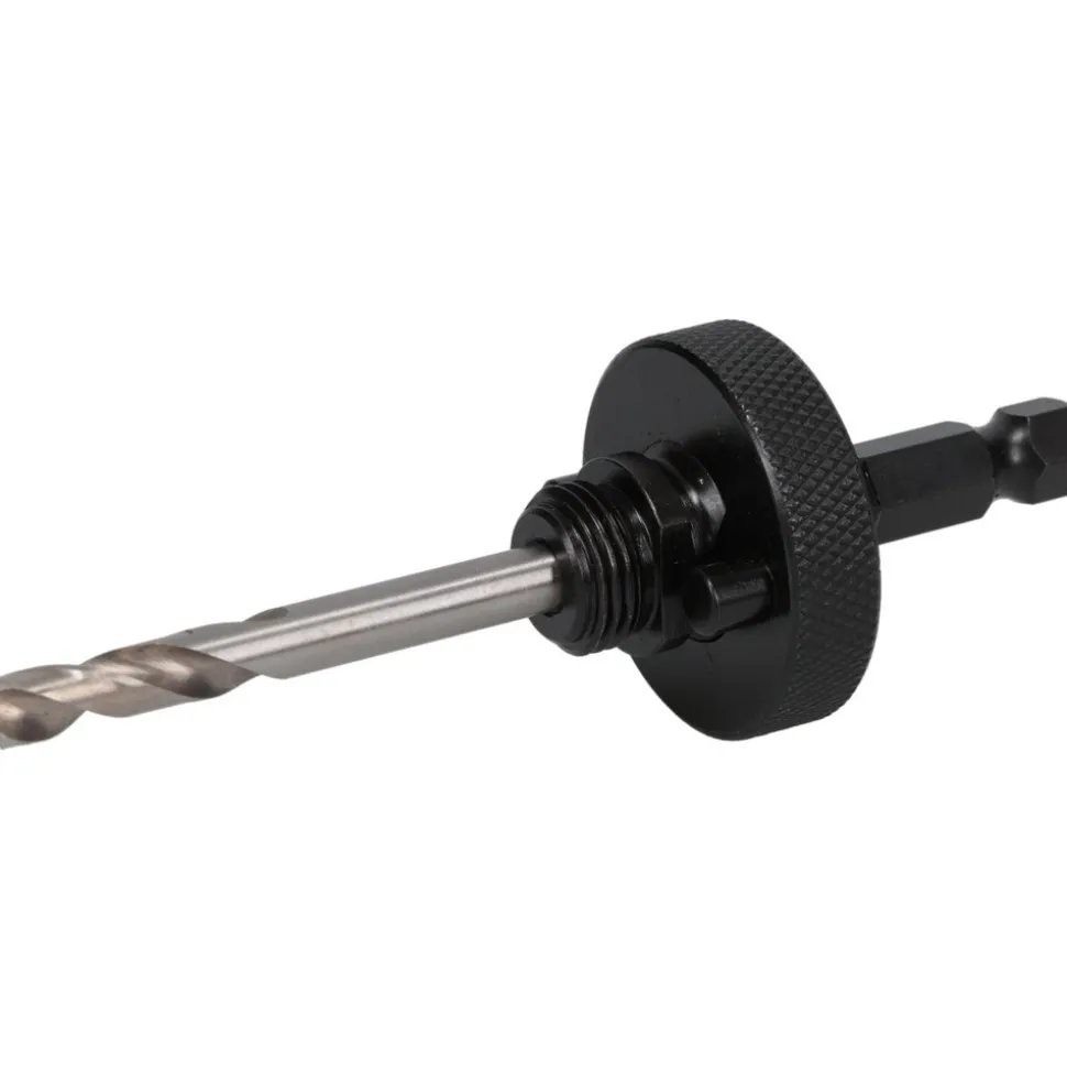 Hole Saw Arbor: 6" Saw Dia, Straight Shank, Drill Pilot