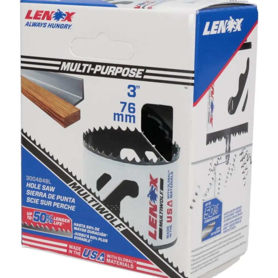 Hole Saw: 3" Saw Dia, 1-1/2" Cut Depth