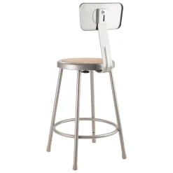 24 Inch High, Stationary Fixed Height Stool with Adjustable Height Back