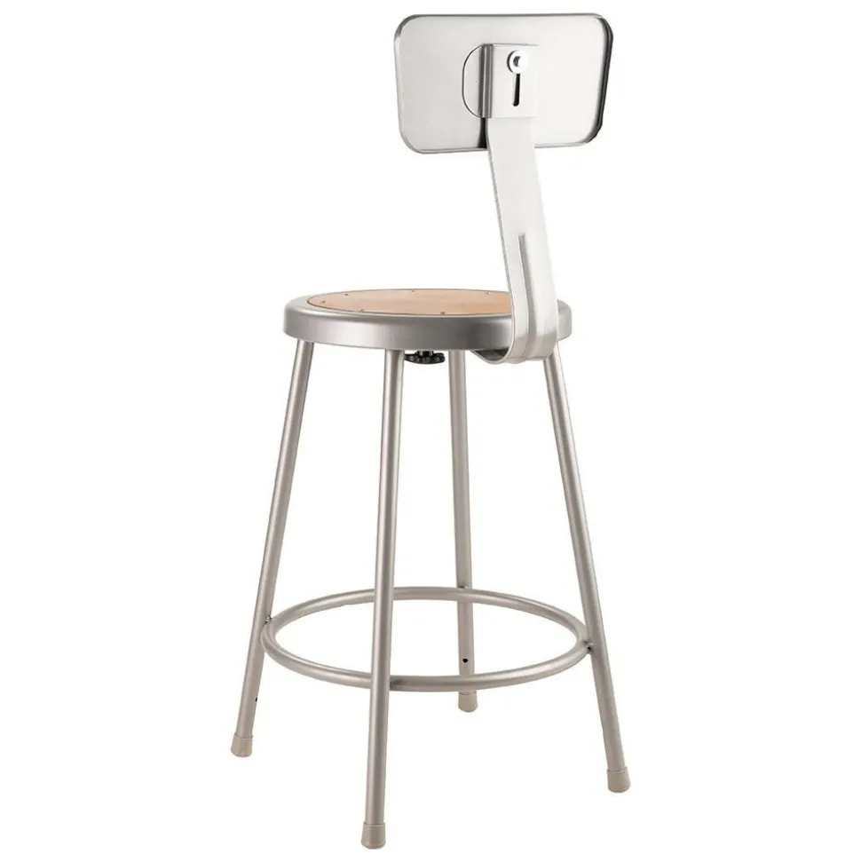 24 Inch High, Stationary Fixed Height Stool with Adjustable Height Back