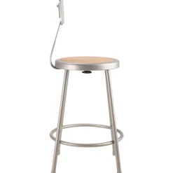 24 Inch High, Stationary Fixed Height Stool with Adjustable Height Back