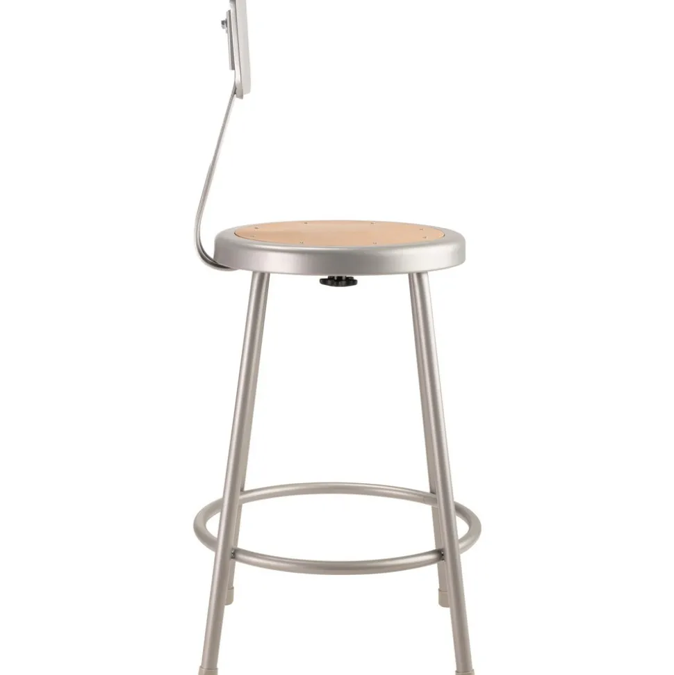 24 Inch High, Stationary Fixed Height Stool with Adjustable Height Back