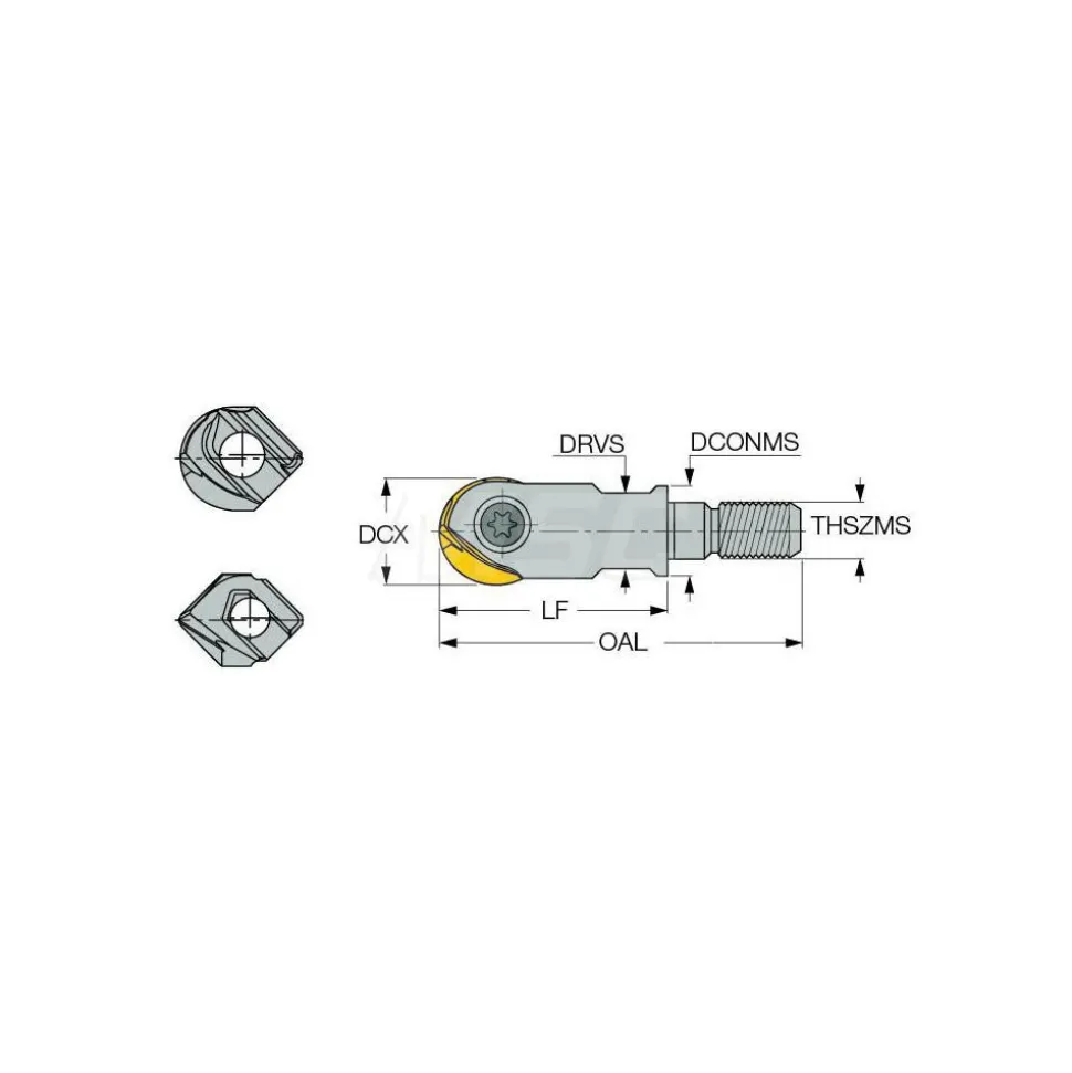 Indexable Ball Nose End Mill: 5/8" Cut Dia, 1.87" OAL