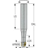 Indexable Ball Nose End Mill: 3/4" Cut Dia, 7" OAL