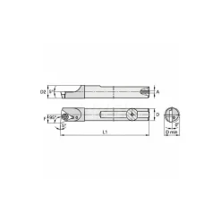Indexable Boring Bar: E03HSTLDR128, 0.2750" Min Bore, Right Hand, 5.000 deg Lead Angle, Solid Carbide (Shank) & Steel (Head)