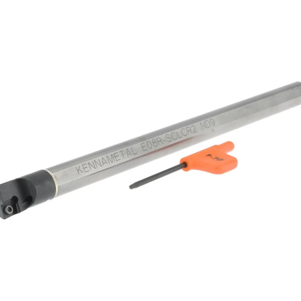 Indexable Boring Bar: E08RSCLCR2, 15.24 mm Min Bore, Right Hand, 12.70 mm Shank Dia, 5.000 deg Lead Angle, Solid Carbide
