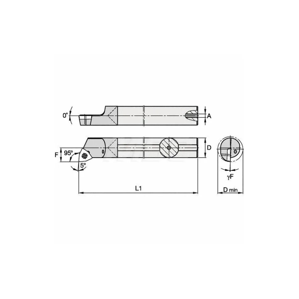 Indexable Boring Bar: E04SWLPR15 KWH, 8.15 mm Min Bore, Right Hand, 6.35 mm Shank Dia, -3.000 deg Lead Angle, Solid Carbide
