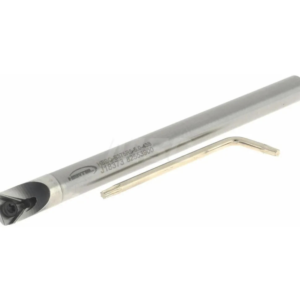 Indexable Boring Bar: HBBQ-S375R5-5.0-438, 0.4380" Min Bore, Right Hand, Steel