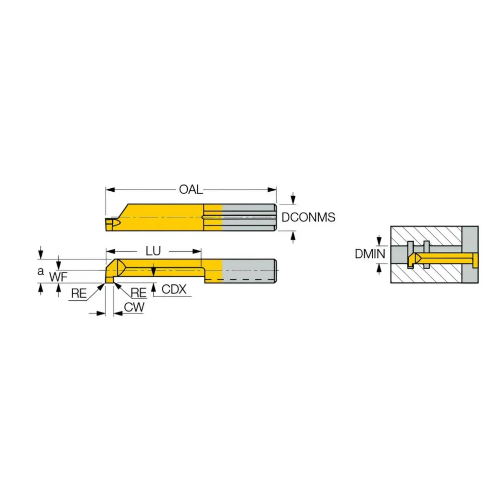 Indexable Boring Bar: PICCO-R002.0050-5IC908, 3.99 mm Shank Dia