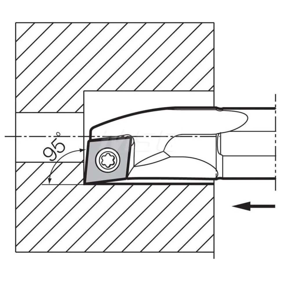 Indexable Boring Bar: S05KSCLCR2, 0.3940" Min Bore, Right Hand, 5.000 deg Lead Angle, Steel
