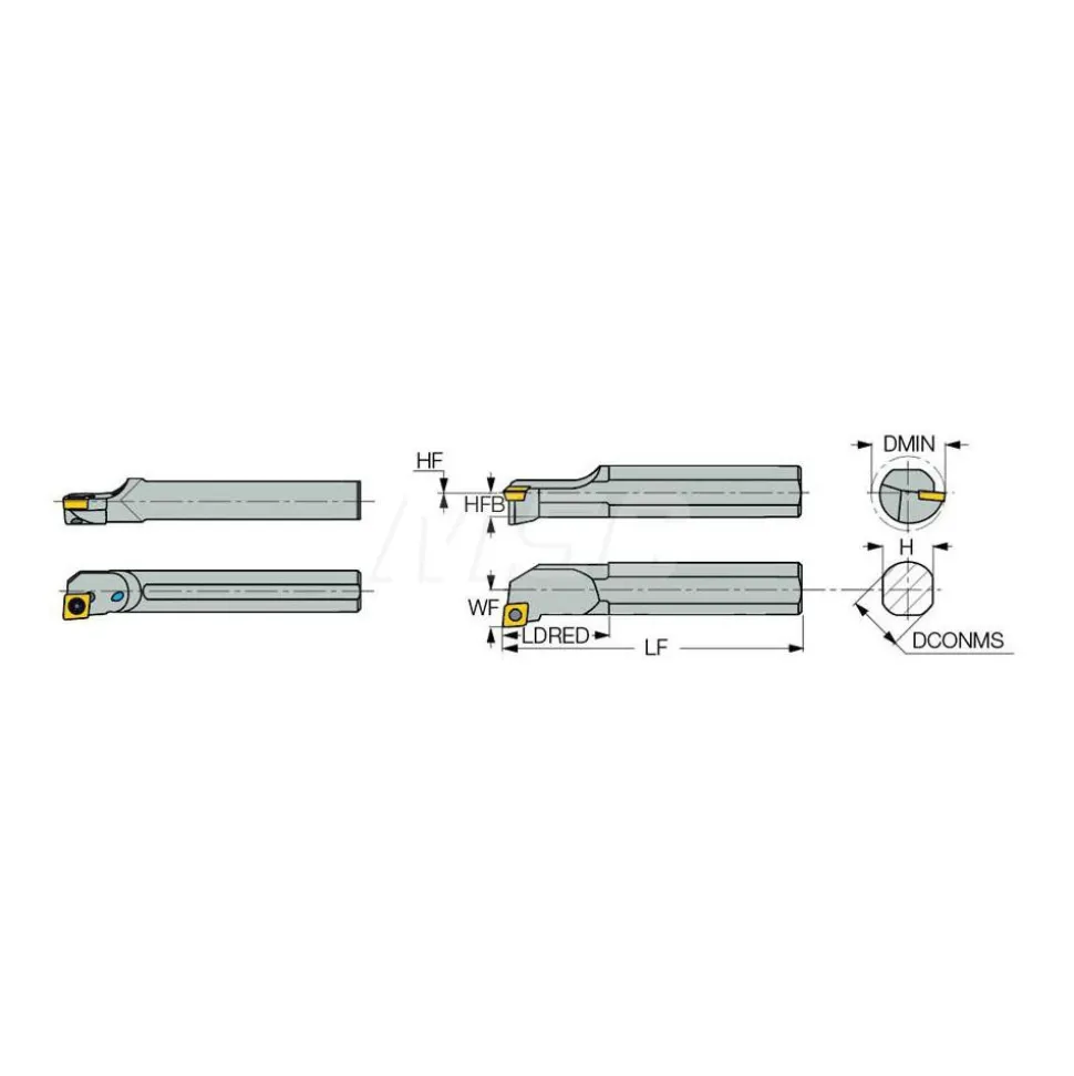 Indexable Boring Bar: S-SCLCR 10-3, 0.7800" Min Bore, Right Hand, -5.000 deg Lead Angle, Steel