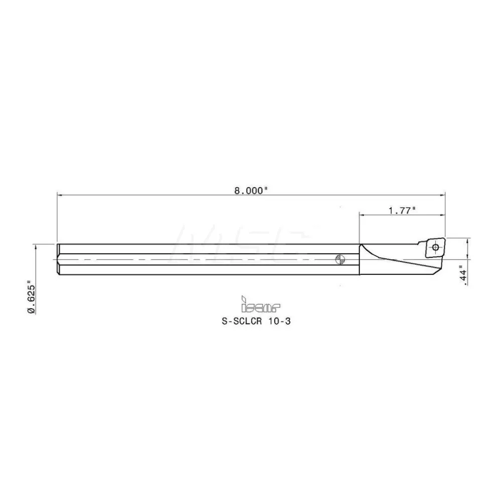 Indexable Boring Bar: S-SCLCR 10-3, 0.7800" Min Bore, Right Hand, -5.000 deg Lead Angle, Steel