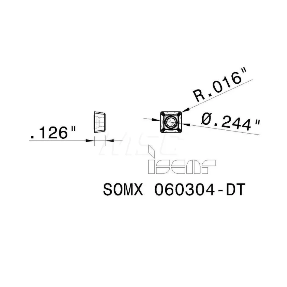 Indexable Drill Insert: SOMX060304DT IC908, Carbide